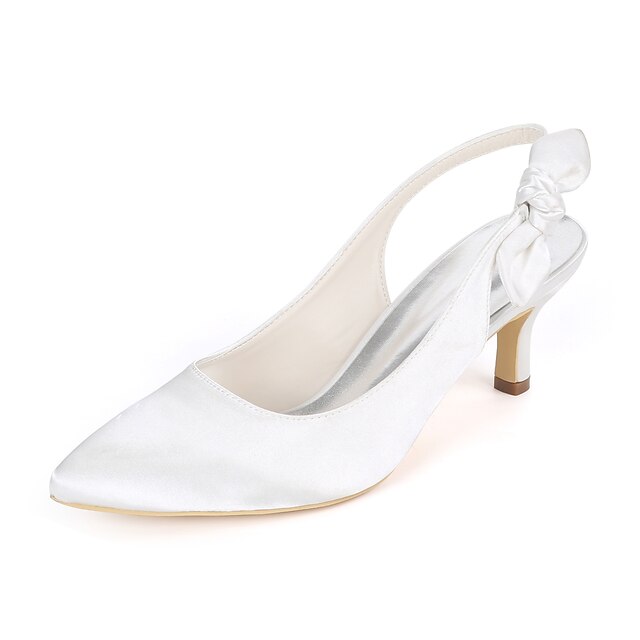 Women's Wedding Shoes Bridal Shoes Bowknot Slingback Heel Pointed Toe ...