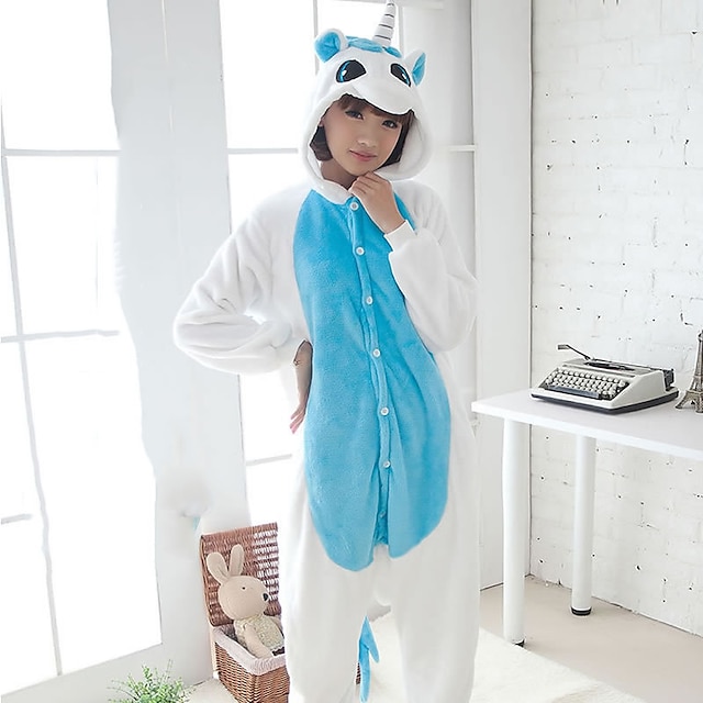 Toys & Hobbies Cosplay & Costumes | Adults Kigurumi Pajamas Unicorn Onesie Pajamas Flannelette Blue / Pink Cosplay For Men and W