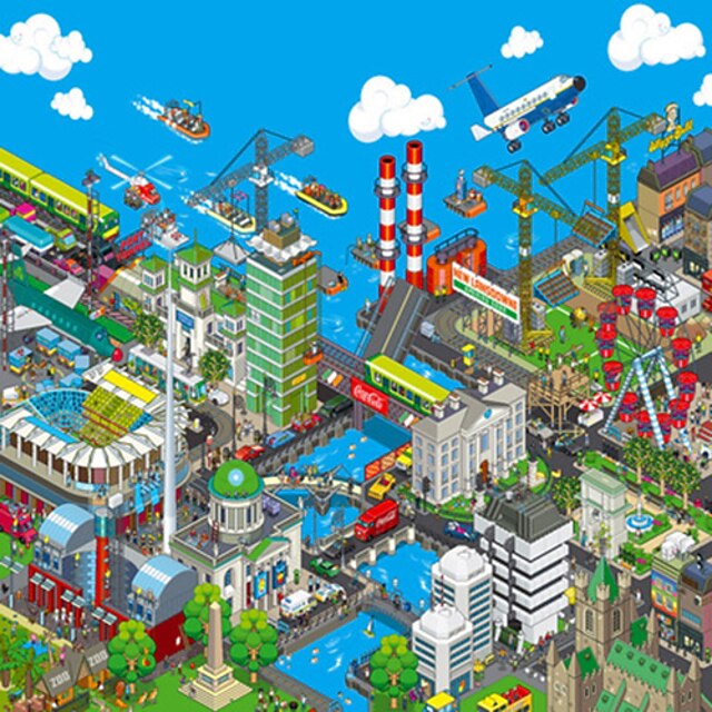  1000 pcs Architektur Holzpuzzle Puzzle für Erwachsene Jumbo Hölzern Zeichentrick Stadtansicht Motiv Erwachsene Spielzeuge Geschenk