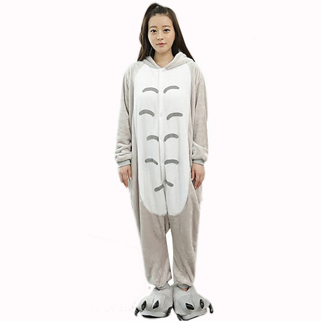  Dospělé Pyžamo Kigurumi Totoro Zvíře Overalová pyžama Flanel Kostýmová hra Pro Dámy a pánové předvečer Všech svatých Oblečení na spaní pro zvířata Karikatura