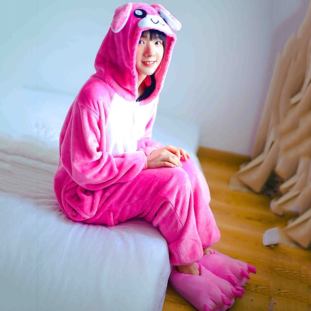 Toys & Hobbies Cosplay & Costumes | Adults Kigurumi Pajamas Rabbit Bunny Onesie Pajamas Flannelette Pink Cosplay For Men and Wom