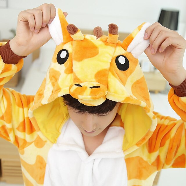 Toys & Hobbies Cosplay & Costumes | Adults Kigurumi Pajamas Reindeer Onesie Pajamas Flannelette Yellow Cosplay For Men and Women