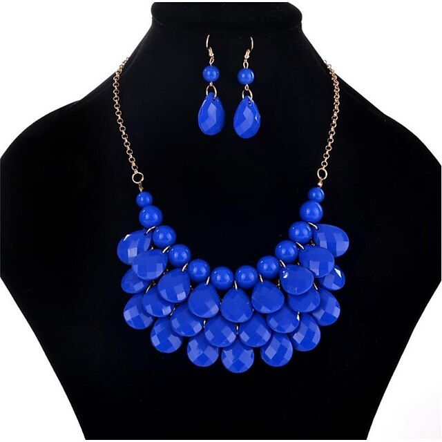  Women's Resin Necklace Geometrical Drop Cute Earrings Jewelry Lake Blue / Yellow / Blue For Holiday 1 set