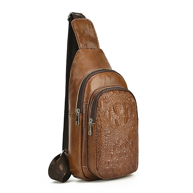  Men's Bags PU Sling Shoulder Bag Zipper for Outdoor Dark Brown / Black / Khaki / Fall & Winter