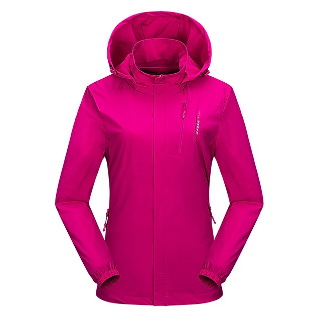  Wolfcavalry® Women's Hiking Jacket Autumn / Fall Spring Outdoor Patchwork Thermal Warm Waterproof Windproof Breathable Top Elastane Full Length Hidden Zipper Hunting Fishing Climbing Purple Red