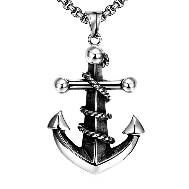  1pc Pendant Necklace For Men's Daily Holiday Titanium Steel Geometrical Anchor