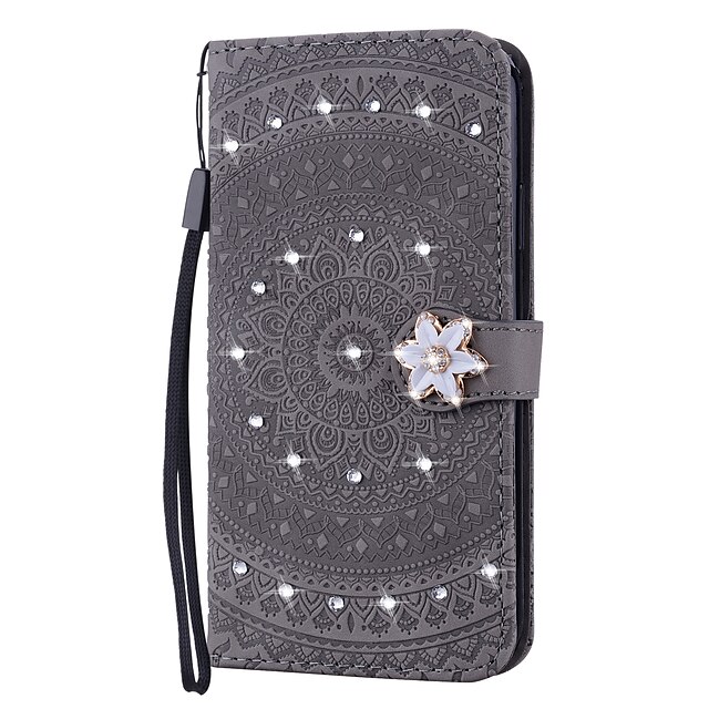  telefono Custodia Per Huawei P30/P30 Pro P20 P20 Pro Porta carte di credito Decorazioni in rilievo Fantasia / disegno Flip magnetico Glitterato pelle sintetica