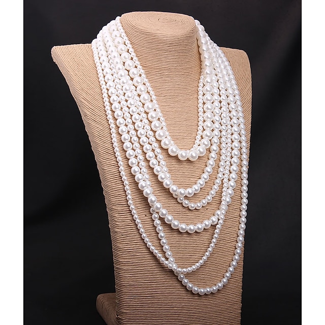  Collar con perlas Perla Perla Artificial Mujer Importante Estilo lindo Multi capa Florales / Botánicos Bonito Irregular Gargantillas Para Boda Pedida
