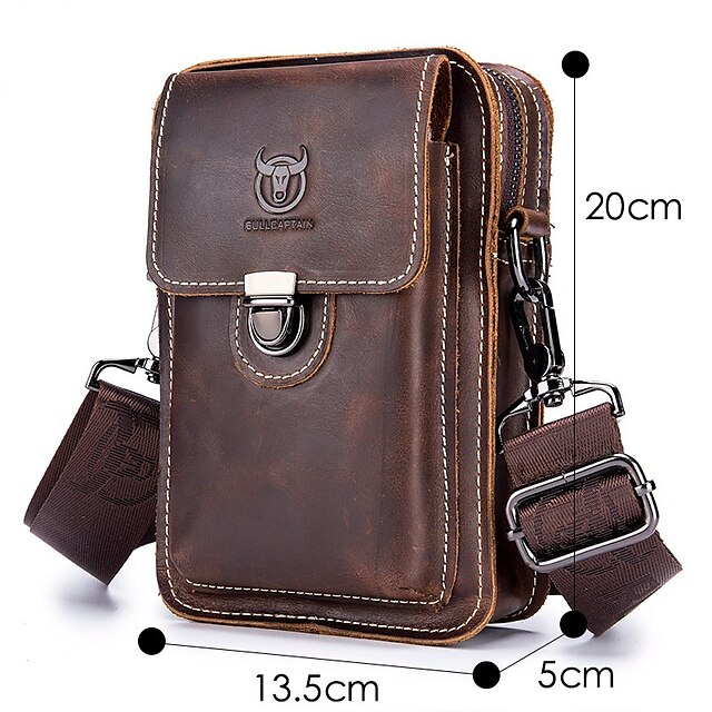 Men's Bum Bag Messenger Bag Fanny Pack Shoulder Messenger Bag Cowhide ...