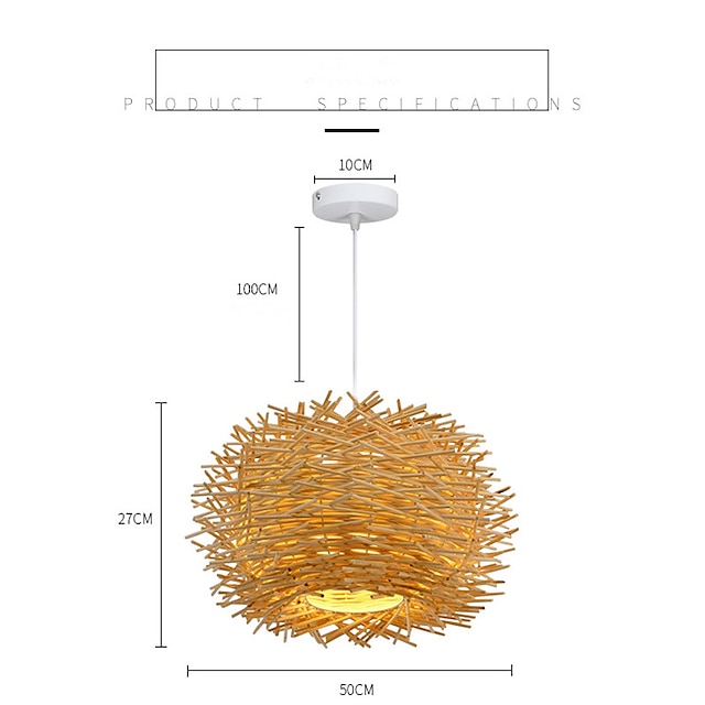 Lights & Lighting Pendant Lights | 1-Light Rattan Light Restaurant Farm Music Bar Birds Nest Lamp Garden Bird Cage Japanese Bamb