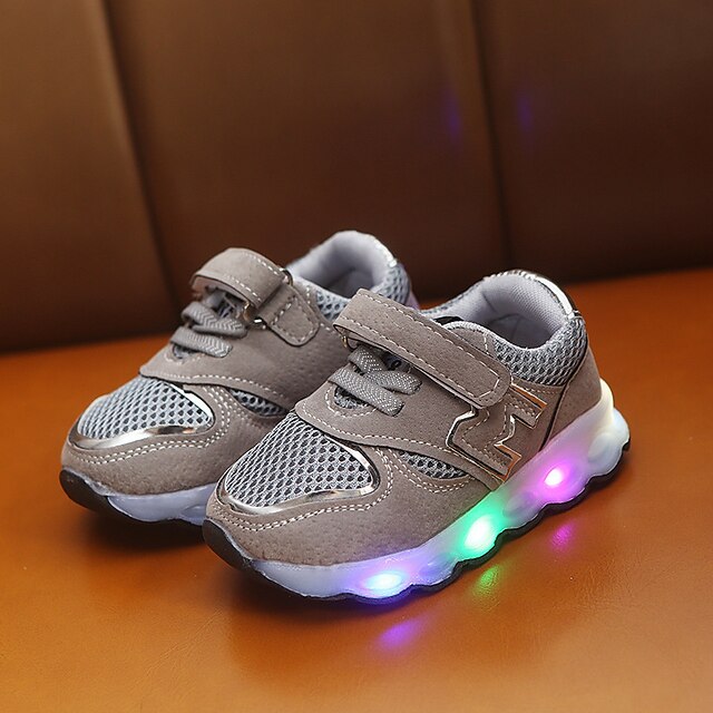  Băieți / Fete LED / Confortabili / Pantofi Usori Piele de Căprioară / Plasă Adidași Toddler (9m-4YS) / Copii mici (4-7 ani) Cataramă / Luminos Negru / Roz / Gri Primăvară / Toamnă / Party & Seară