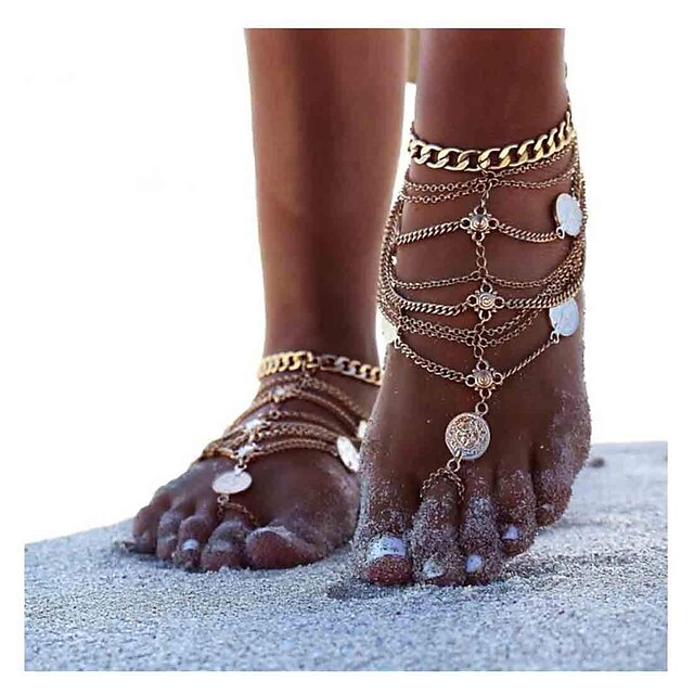  Anklet Barefoot Sandals Ladies Personalized Unique Design Women's Body Jewelry For Christmas Gifts Casual Layered Stacking Stackable Silver Alloy Glod Silver 1pc