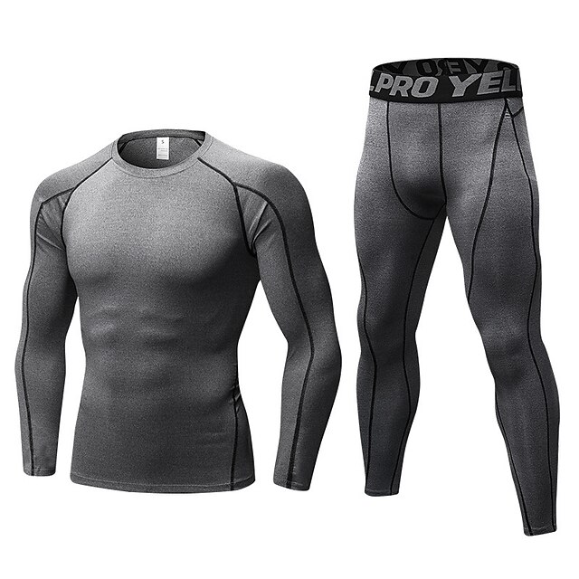 Sports & Outdoors Running, Jogging & Walking | YUERLIAN Mens 2 Piece Activewear Set Workout Outfits Compression Suit Athletic Lo