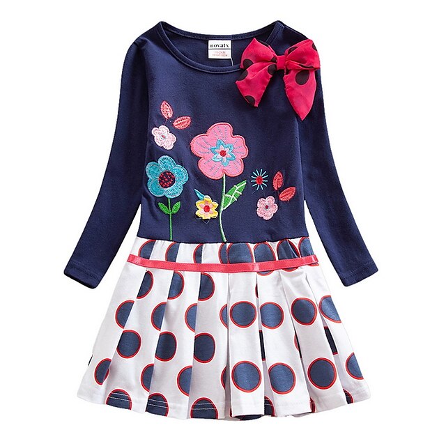  Kids Little Girls' Dress Floral Royal Blue Dresses