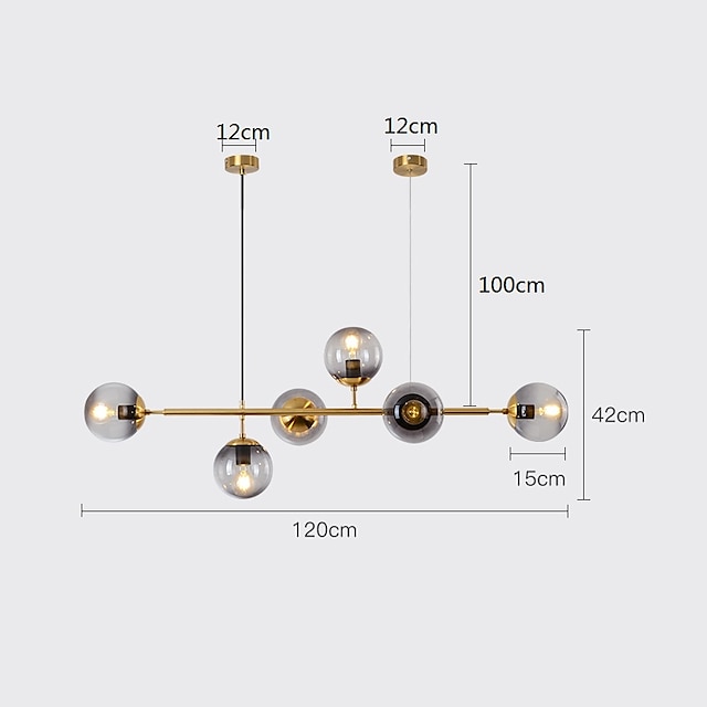 Lights & Lighting Pendant Lights | 120 cm Pendant Light LED Line Design Globe Chandelier Metal Island Electroplated Modern Nordi