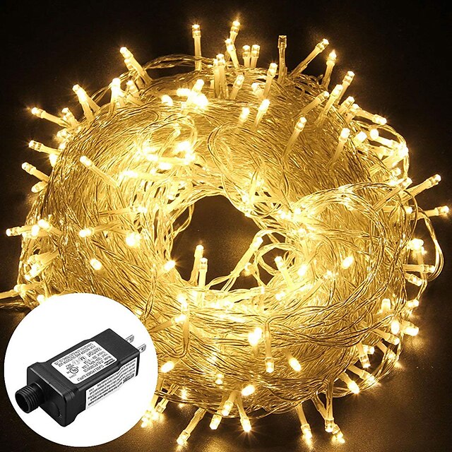  50m șir lumini, 400 led-uri alb cald, alb & lumini decorative albastre impermeabile pentru petrecerea de Craciun 24v