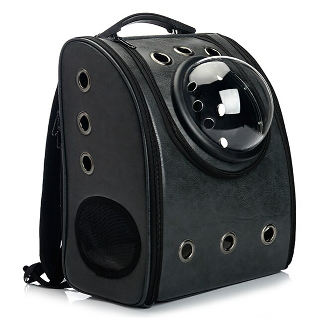 Cat Dog Carrier Bag Travel Backpack Astronaut Capsule Carrier Portable Breathable Solid Colored Space Capsule Bubble Design Leather Black Yellow Pink 11