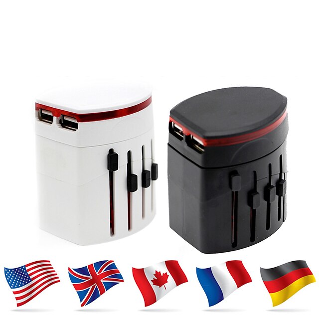  WAZA® Universal Travel Adapter 4.8A 2 USB Charging Ports Worldwide All in One Universal Plug Converter Wall Charger