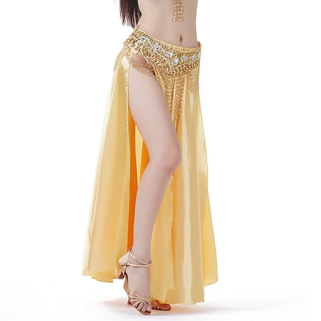  Belly Dance Skirts Lace Glitter Women's Party Performance Natural Satin