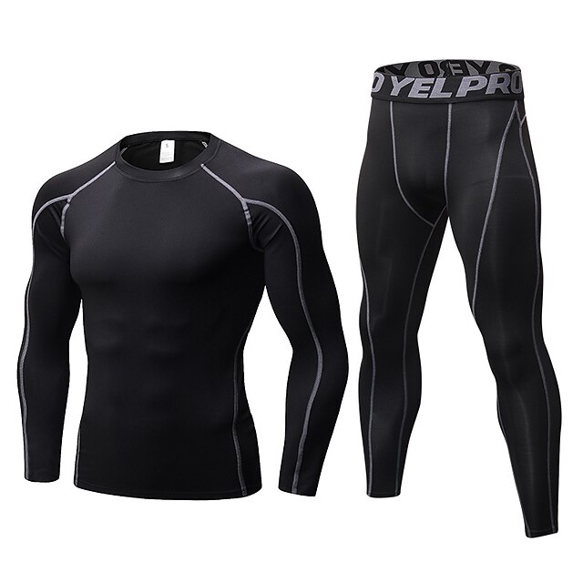 Sports & Outdoors Running, Jogging & Walking | YUERLIAN Mens 2 Piece Activewear Set Workout Outfits Compression Suit Athletic Lo