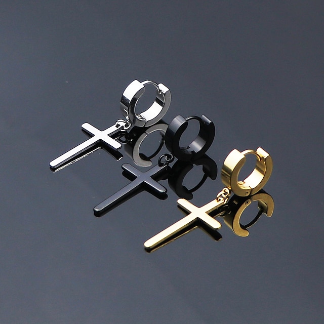  Hoop Earrings Huggie Earrings For Men's Women's Street Gift Stainless Steel Cross