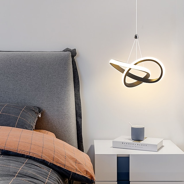  22cm 1-luce 15w mini lampada a sospensione led lampada ambiente alluminio nero bianco verniciato per soggiorno camera da letto sala da pranzo bianco caldo / bianco