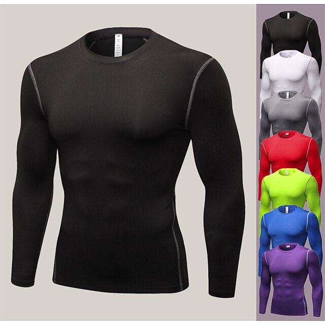  Men's Long Sleeve Compression Shirt Running Base Layer Tee Tshirt Base Layer Base Layer Top Athletic Winter Breathable Quick Dry Sweat wicking Fitness Gym Workout Running Exercise Sportswear Normal