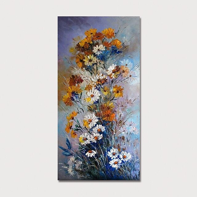  Oil Painting Hand Painted - Floral / Botanical Modern Stretched Canvas