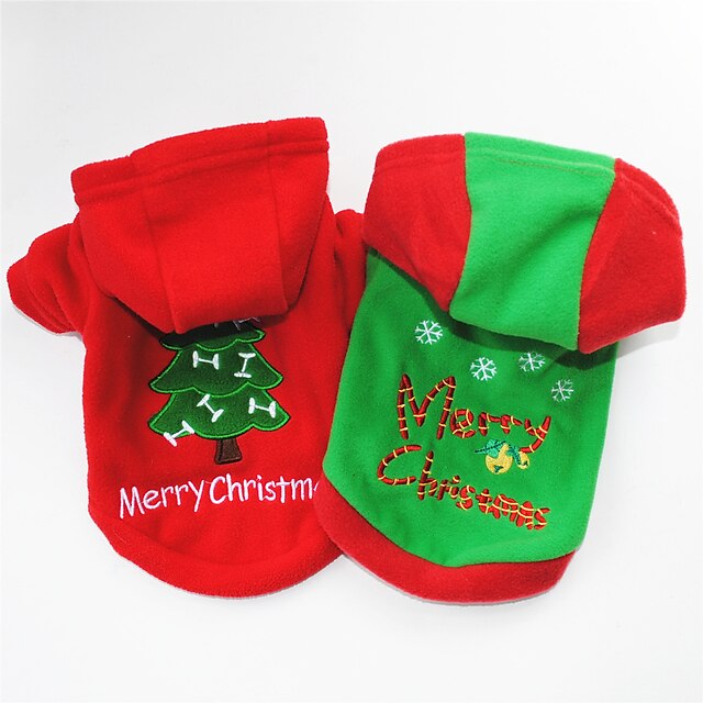  Dog Hoodie Christmas Costume Snowflake Christmas Christmas New Year's Dog Clothes Puppy Clothes Dog Outfits Green Red Costume for Girl and Boy Dog Polar Fleece Cotton XS S M L XL