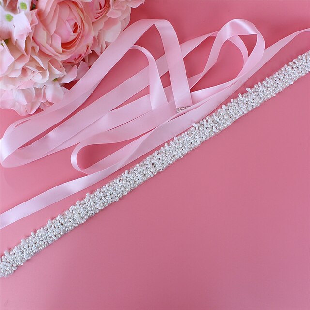  Satin / Tulle Wedding / Party / Evening Sash With Imitation Pearl / Belt / Appliques Women's Sashes