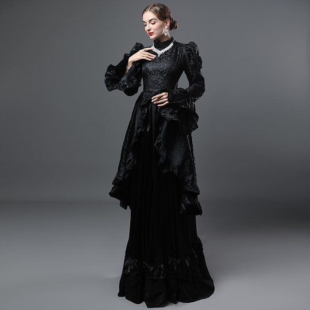  Maria Antonietta Rococo Victorian 18th Century Cocktail Dress Vintage Dress Dress Women's Lace Costume Black Vintage Cosplay Party Prom Long Sleeve Ball Gown Plus Size Customized