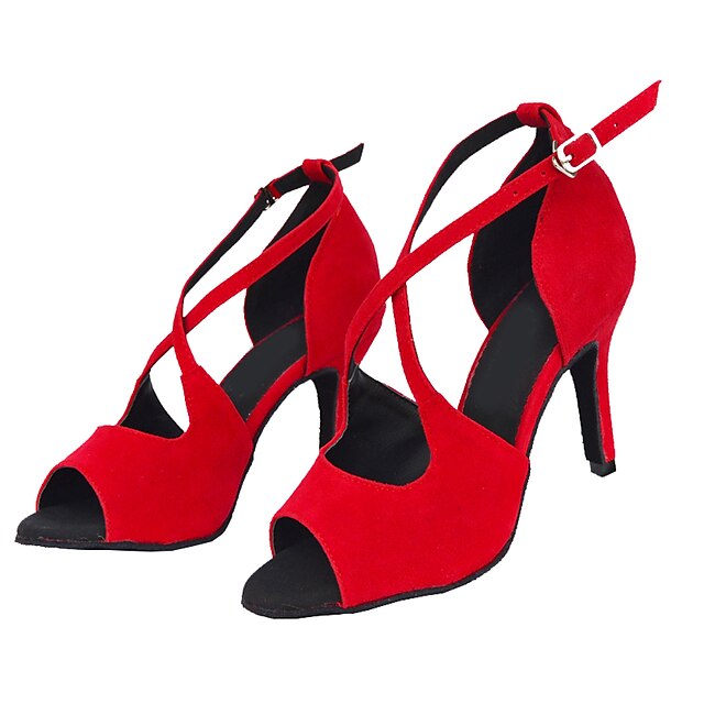  Women's Dance Shoes Latin Shoes Heel Slim High Heel Red