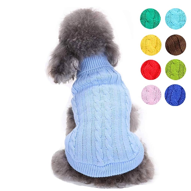  Puppy sweater solid color fashion simple style clothing yellow red light green acrylic fiber material
