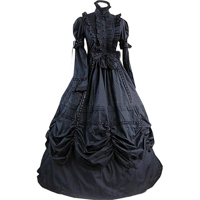  Gotische Lolita Viktorianisch Urlaubskleid Kleid Ballkleid Damen Mädchen Party Abiball Japanisch Cosplay Kostüme Übergrössen Kundenspezifische Schwarz Ballkleid Jahrgang Eine Glocke Langarm