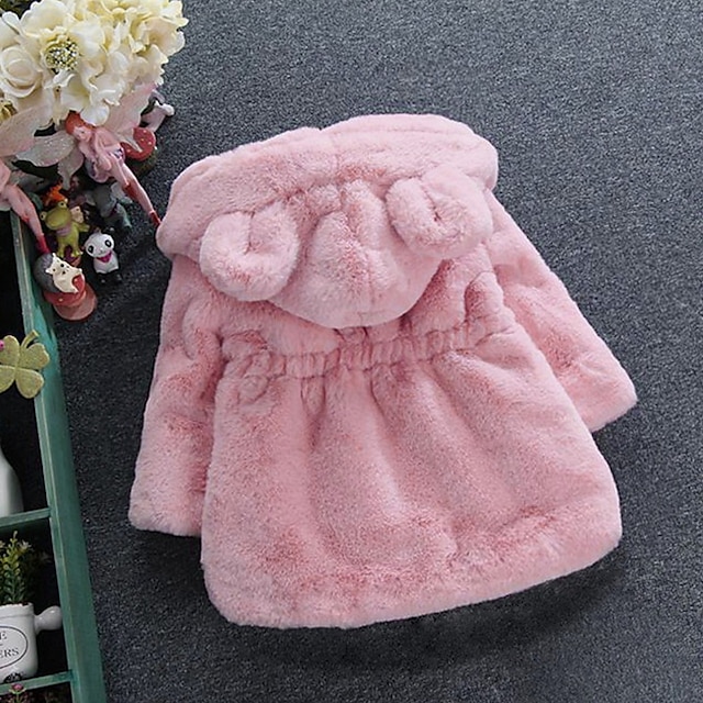 Baby & Kids Girls Clothing | Kids Girls Jacket & Coat White Pink Red Solid Colored Streetwear School / Faux Fur - JH25717