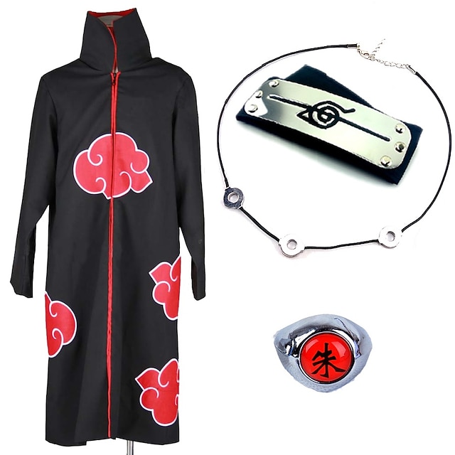  Inspired by Akatsuki Itachi Uchiha Anime Cosplay Costumes Japanese Cosplay Suits Cosplay Accessories Anime Cloak Necklace Headband For Men's Women's / Ring / Ring