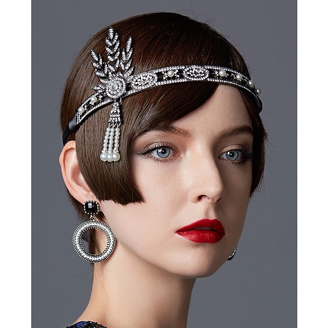  The Great Gatsby Charleston Gentlewoman Retro Vintage Roaring 20s 1920s Lace Up The Great Gatsby All Seasons Headpiece Flapper Headband Women's Adults Tassel Fringe Costume Vintage Cosplay Party