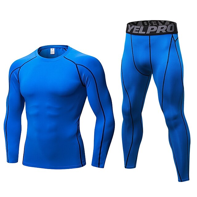 Sports & Outdoors Running, Jogging & Walking | YUERLIAN Mens 2 Piece Activewear Set Workout Outfits Compression Suit Athletic Lo