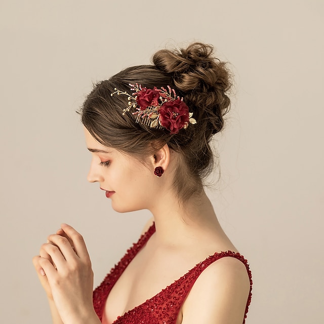  Chiffon / Aleación Haarkämme / Kopfschmuck mit Blumig / Metall 1 Stück Hochzeit / Party / Abend Kopfschmuck