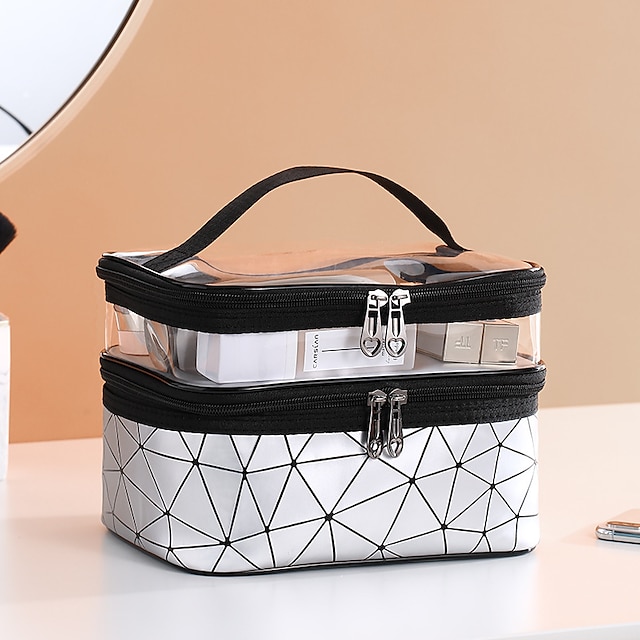  Travel Luggage Organizer / Packing Organizer Totes & Cosmetic Bags Cosmetic Bag Multifunctional Large Capacity Waterproof Portable Simple Transparent PU Leather PVC(PolyVinyl Chloride) For Casual