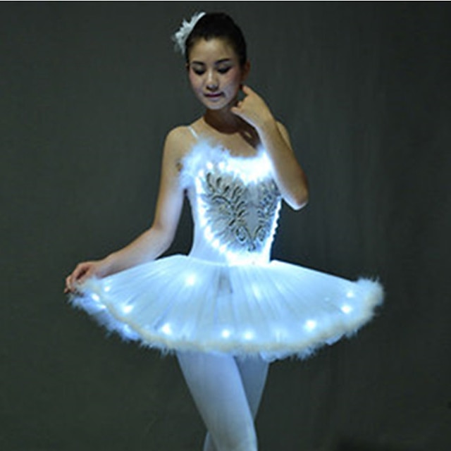  LED En Capas Vestidos Tutu Falda de burbuja Debajo de la falda Miriñaque Longitud Pequeña Bailarina de ballet lago de los cisnes Chica Fiesta Navidad Niños Vestido