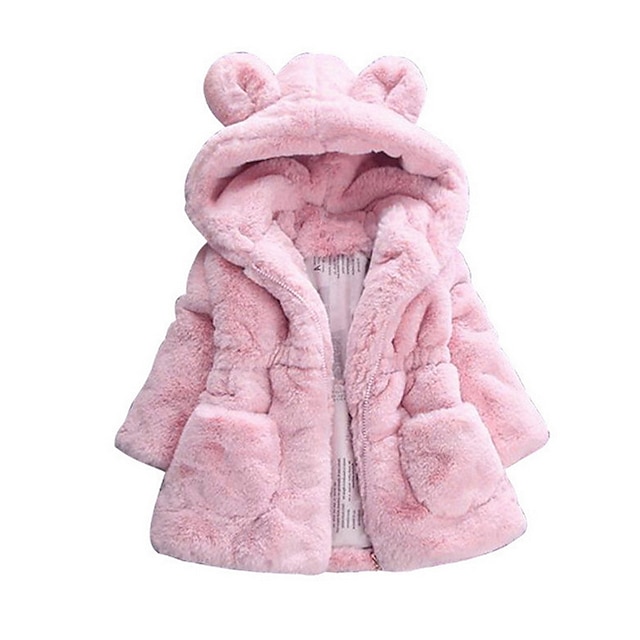 Baby & Kids Girls Clothing | Kids Girls Jacket & Coat White Pink Red Solid Colored Streetwear School / Faux Fur - JH25717