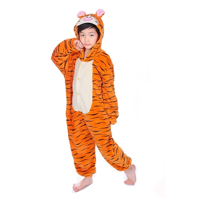  Enfant Pyjama Kigurumi Tenues de nuit Camouflage tigre Animal Mosaïque Combinaison de Pyjamas Pyjamas Déguisement drôle Toison Flanelle Cosplay Pour Garçons et filles Noël Pyjamas Animale Dessin animé