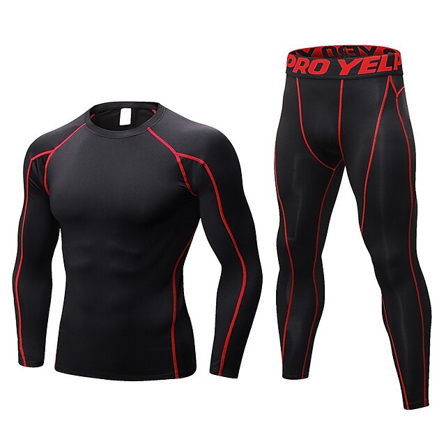 Sports & Outdoors Running, Jogging & Walking | YUERLIAN Mens 2 Piece Activewear Set Workout Outfits Compression Suit Athletic Lo