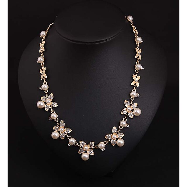  Pearl Necklace Women's Floral Pearl Imitation Pearl Floral / Botanicals Cute Cute White 43+7 cm Necklace Jewelry 1pc for Wedding Engagement irregular