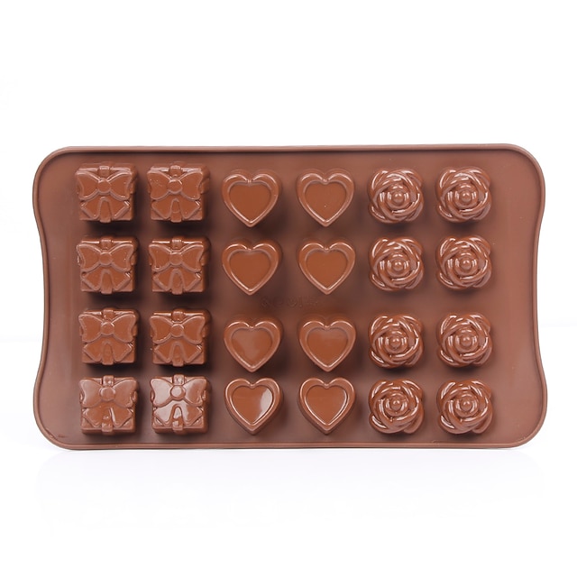 24 τρύπα αυξήθηκε αγάπη σοκολάτα σιλικόνης μούχλα κέικ διακόσμηση εργαλεία