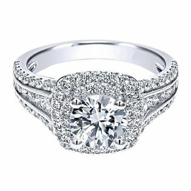  1 stk Bandring Ring For Dame Kvadratisk Zirconium Syntetisk Diamant Bryllup Jubilæum Gave Guldbelagt Klassisk Bane Bryllup