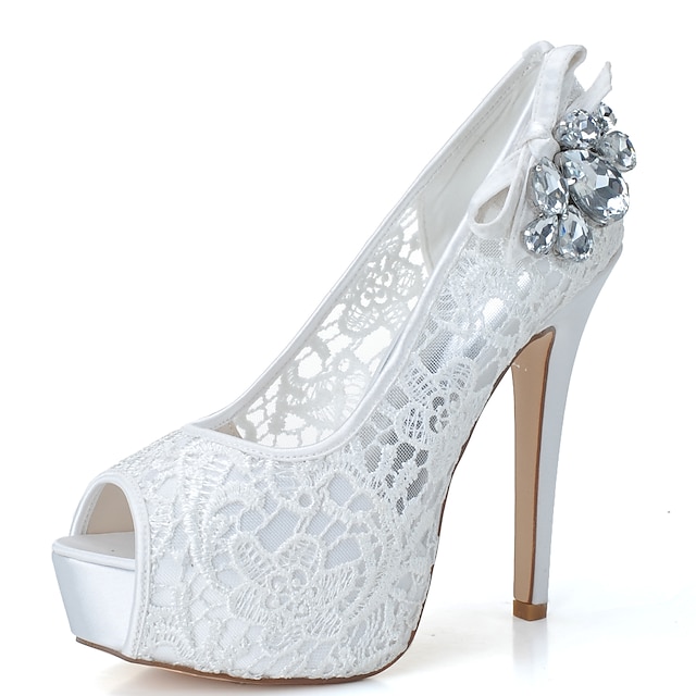 Shoes & Bags Womens Shoes | Womens Wedding Shoes Wedding Heels Bridal Shoes Rhinestone Crystal Bowknot Stiletto Heel Peep Toe Mi