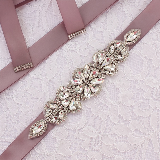  Satin / Tulle Wedding / Party / Evening Sash With Belt / Appliques / Crystals / Rhinestones Women's Sashes