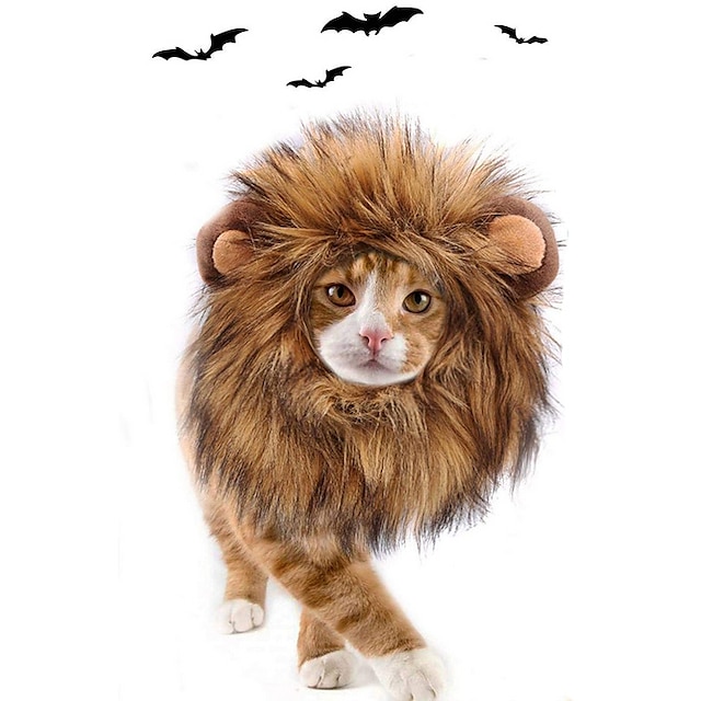  oroszlán sörény jelmez - oroszlán sörény macskáknak - megfelel a nyakméretnek 11¾ ”（30cm) tökéletes halloween, partik, fotózások és ajándékok számára